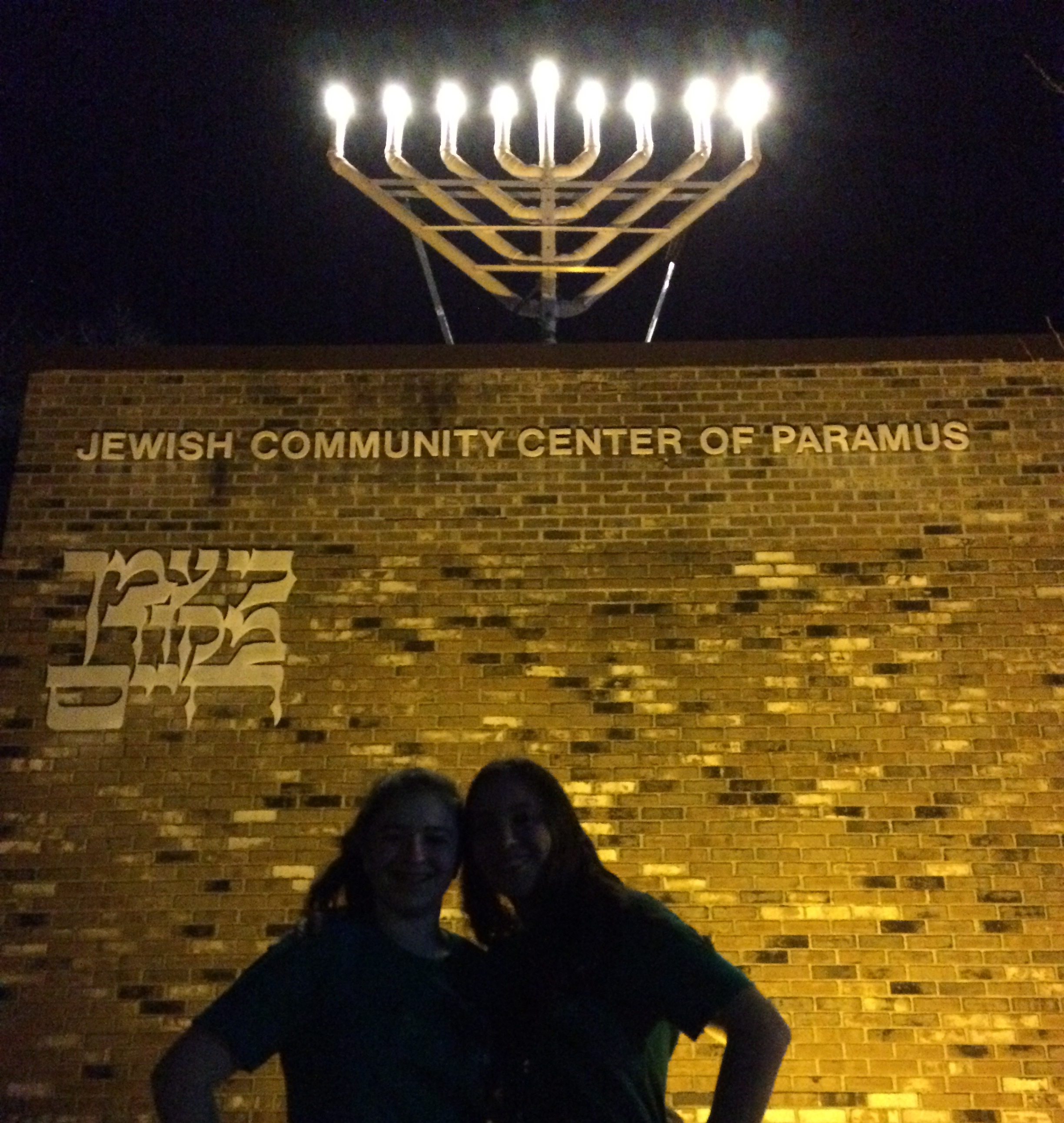 2017 1227 Rooftop Menorah with girls Jewish Community Center of