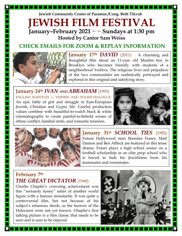 Jewish Film Festival 2021! | Jewish Community Center of Paramus